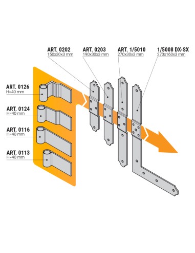 0124 - Straight hinge - adjustable - 86,5 mm - A   8 mm