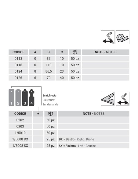 0126 - Straight hinge - adjustable - 70 mm - A   6 mm