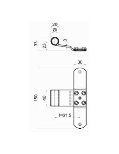 2044 - T-shaped hinge - Series 20 - I   61,5 mm - Offset   23 mm 2