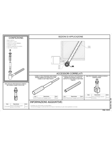 2105 - Gond pour scellement chimique avec axe non amovible (Take-Down kit)