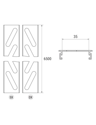 3335 - Lattes pour volets, lamelles fixes - 50 x 10 mm - Rainure 36 mm