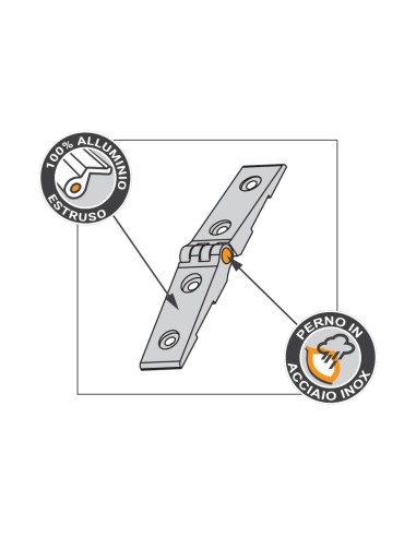 6017 - Hinge for tuscan style opening hatches, stainless steel pin, coplanar