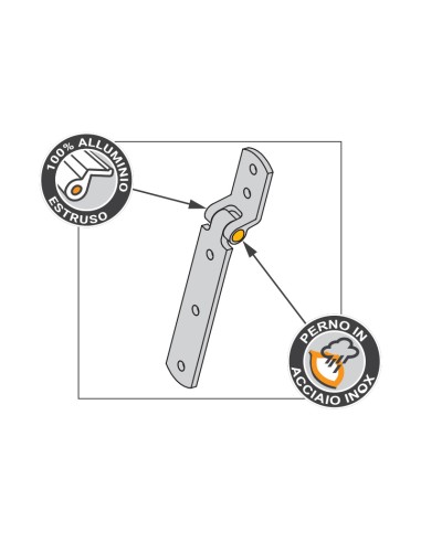 6019 - Hinge for opening hatches, stainless steel pin, 14 mm overlap