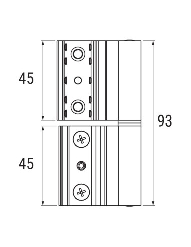 AM3 - Hinge with threader plate and a 3rd hole