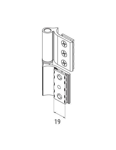 AP045 - Paumelle pour portes d'intérieur à profil arrondi en aluminium