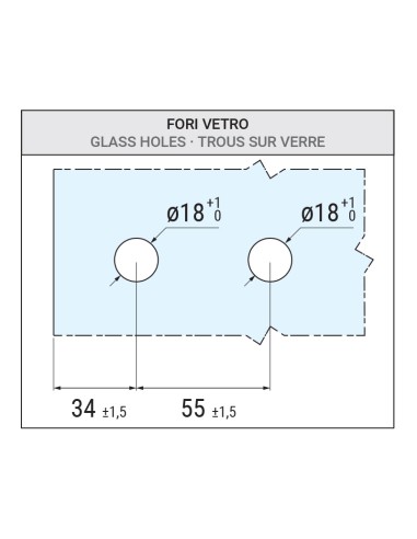 CV0534 - Paumelle pour portes d'intérieur en verre / aluminium - Châssis avec chambre