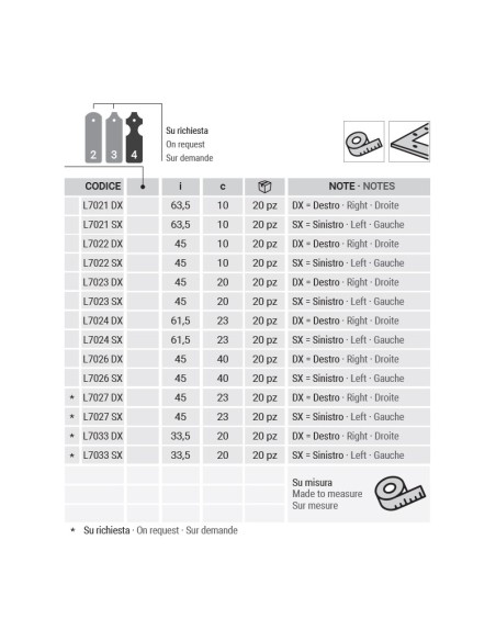 L7023DX - Équerre de volet droit - Série 70 - I   45 mm
