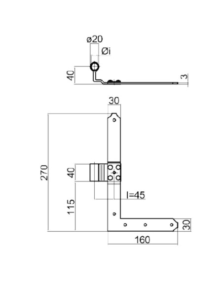 L7026SX - Shutter hinge left side - Series 70 - I   45 mm