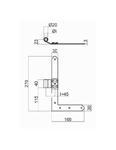 L7027SX - Shutter hinge left side - Series 70 - I   45 mm