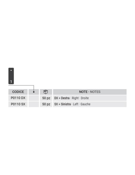 P0110SX - Third shutter hinge left side in aluminium - I 59 mm