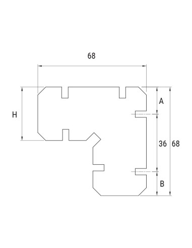 SI1326 - Équerre pour alignement des intrados en aluminium extrudé, 33,5 mm