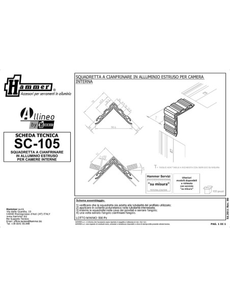 SC220-105 - Squadretta a cianfrinare camere interne T   22 mm