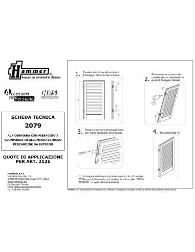 2079DX - Bandella a scomparsa H2S destra per cardine 2126