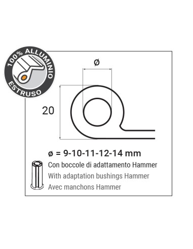 2089F - Flap hinge right/left side H2S System - A   9,5 mm (4th hole) - Offset   62 mm