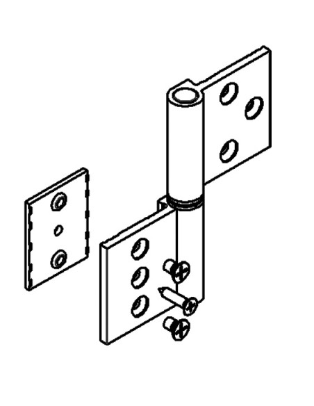 AG100-79 - Charnière pour portes d’intérieur en aluminium/bois, 3+2 trous