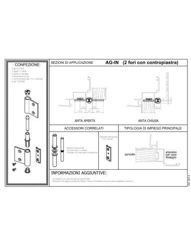 AG-IN - Hinge for indoor aluminium/wood doors - Frame with groove