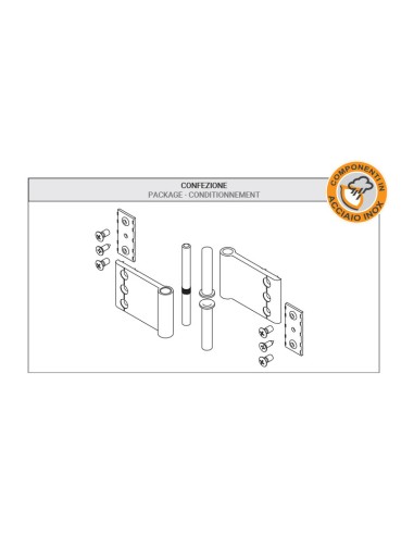 AN011 - Paumelle à deux lames en aluminium - Déport long