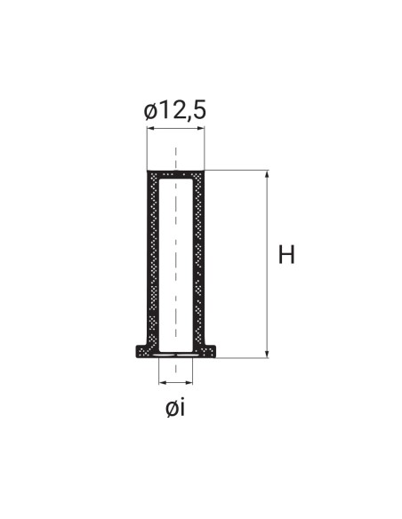 5039 - Fitting bush in black nylon - with hole - H 41.5 mm