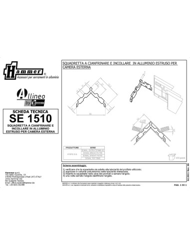 SE1510 - Équerre pour chambre extérieure, pour agrafage et collage