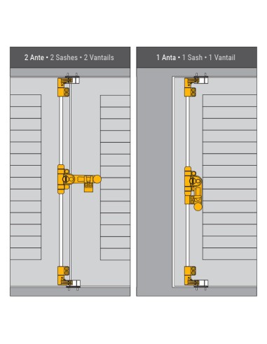 24003 - Kit with short zamak espagnolette handle