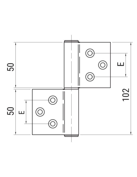 0610-100 - Hinge for indoor aluminium/wood doors - 3 holes