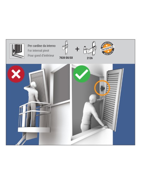 7020DX - Middle shutter hinge right side - Series 70 - I   48 mm