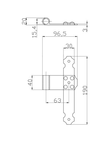 7021DX - Middle shutter hinge right side - Series 70 - I   63,5 mm