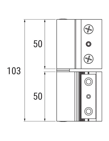 AW06040 - Hinge with threader plate and a 3rd hole