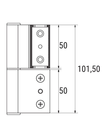 AW3 - Hinge with threader plate and a 3rd hole