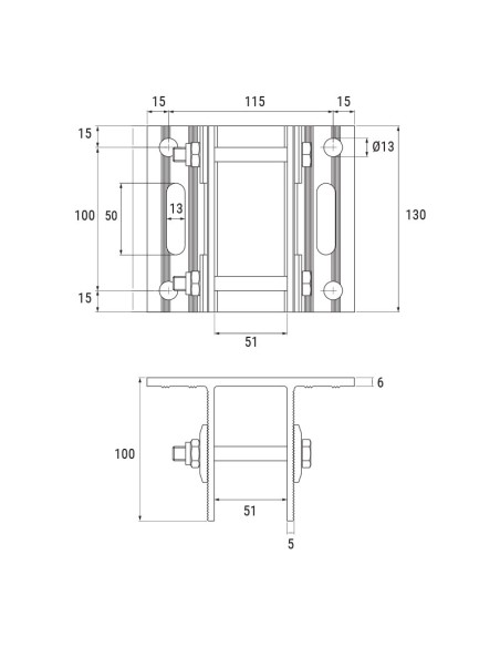 1060 - Extruded aluminium center bracket for façades