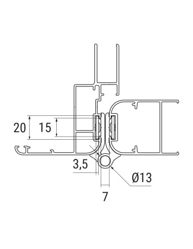 AP045 - Paumelle pour portes d'intérieur à profil arrondi en aluminium