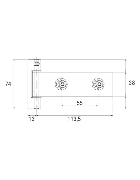 CV0106 - Paumelle pour portes d'intérieur en verre / aluminium