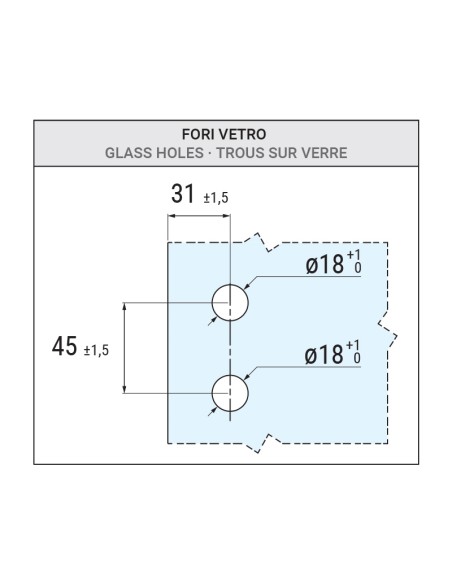 CV0602 - Paumelle pour portes d'intérieur en verre / aluminium
