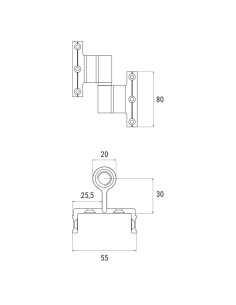 2083SX - Hinge left side for third casement, adjustable - H2S System 2