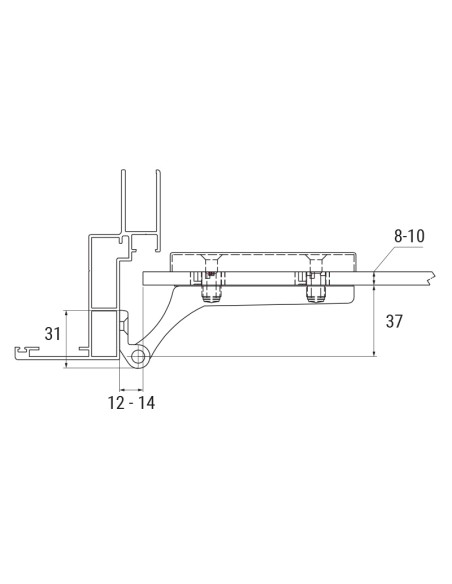 CV0106 - Paumelle pour portes d'intérieur en verre / aluminium