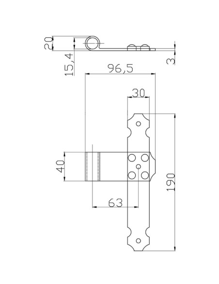 7021DX - Middle shutter hinge right side - Series 70 - I   63,5 mm