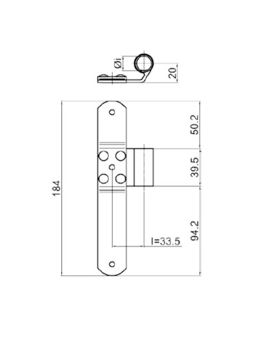 7033DX - Middle shutter hinge right side - I 33,5 mm - Offset 20 mm