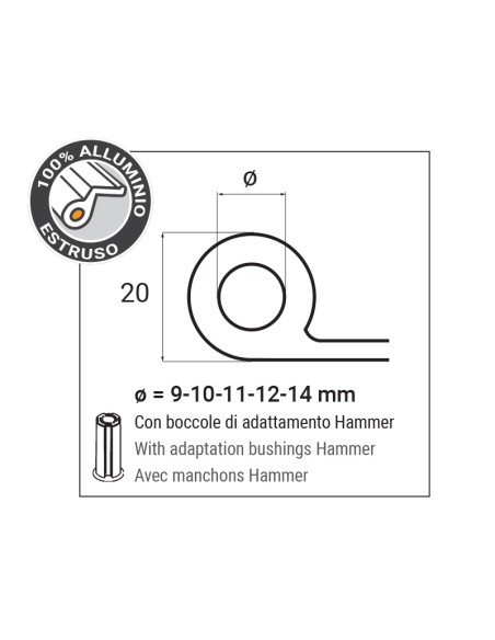 6020 - Bandella mezzo squadro Serie 60 I   62 Collo 10 mm