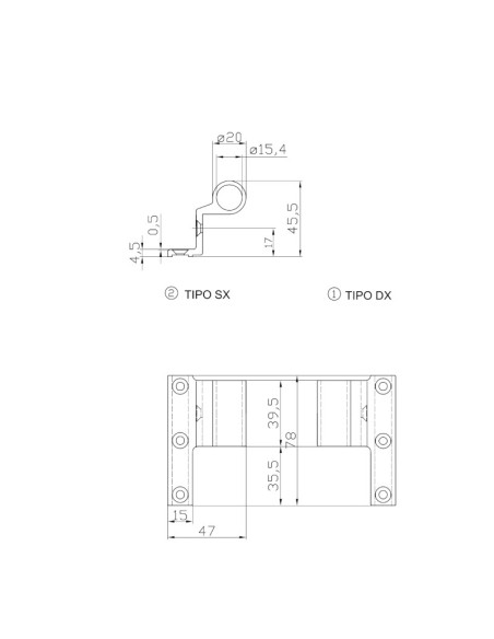 2079SX - Flap hinge left side for 2126 pivot - H2S System