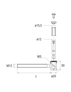 2105 - Pivot for chemical anchor bolt with anti pull-out pin (Take-Down kit) 2