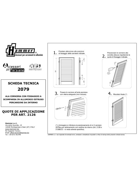 2079DX - Bandella a scomparsa H2S destra per cardine 2126