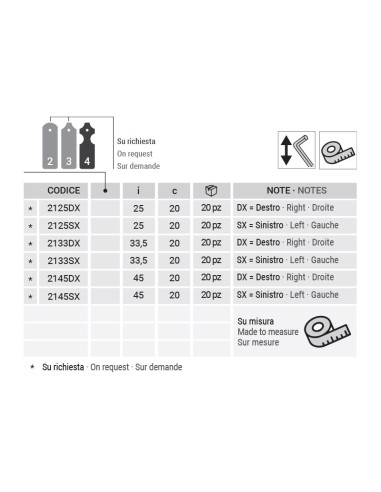 2133SX - Cardine a piastra 30x03 sinistro I   33,5 Collo 20