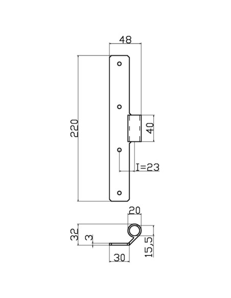 4021 - Bandella mezzo squadro I   23 collo 22 mm Serie 40