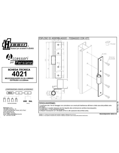 4021 - Middle shutter hinge - Serie 40 - I   23 mm - Offset   22 mm