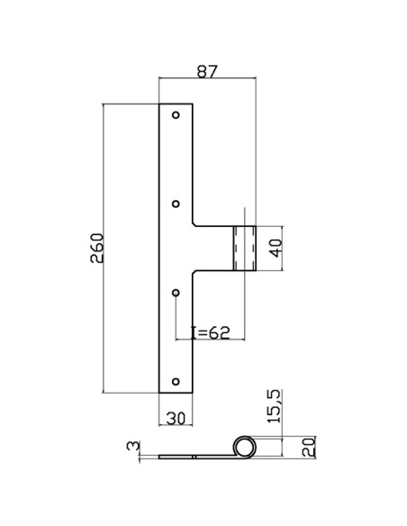 6020 - Middle shutter hinge - Series 60 - I   62 mm - Offset   10 mm -  Coplanar