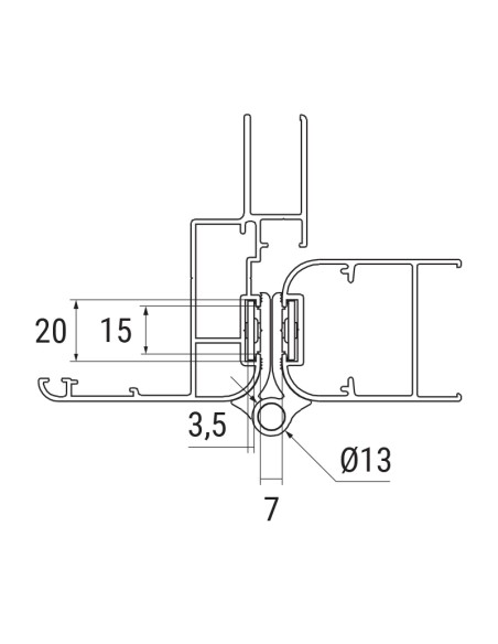 AP045 - Paumelle pour portes d'intérieur à profil arrondi en aluminium