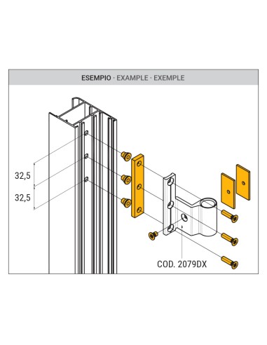 0107 - Kit d’adaptation pour charnières H2S - chambre européenne et R40