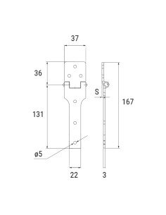 6016R - Hinge for genovese style opening hatches - 7 mm overlap 2