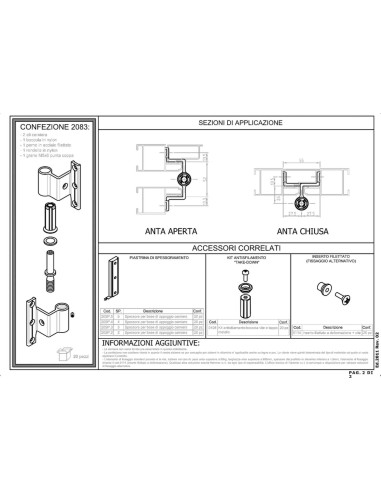 2083DX - Hinge right side for third casement, adjustable - H2S System