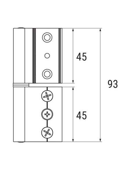 AN009 - Two wings hinge in aluminium - Overlap